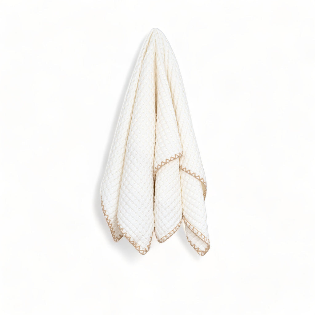 White waffle weave cotton baby blanket