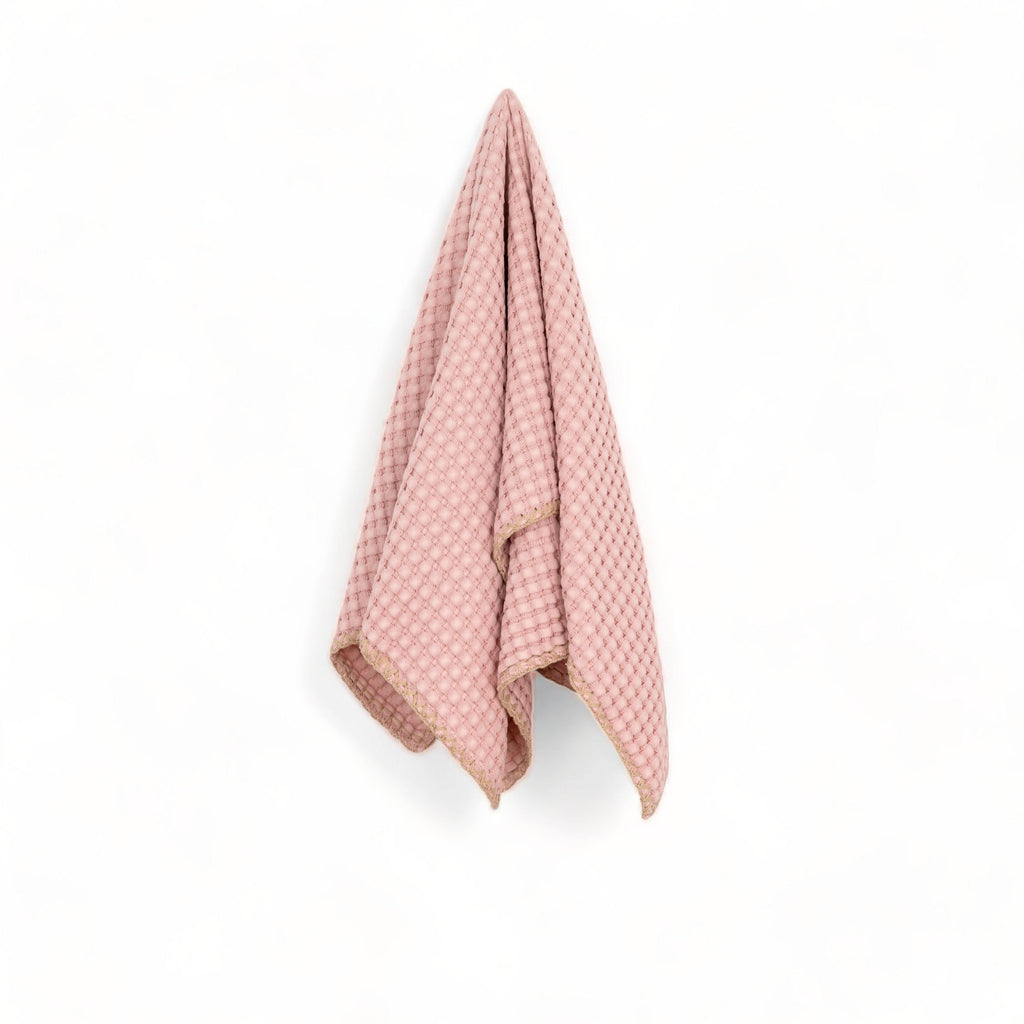 Pink waffle weave cotton baby blanket