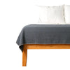 Gray stripe throw blanket on bed
