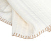 Close-up of white stripe throw blanket edge