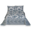 Palm City Bedspread Set in gray with palm design